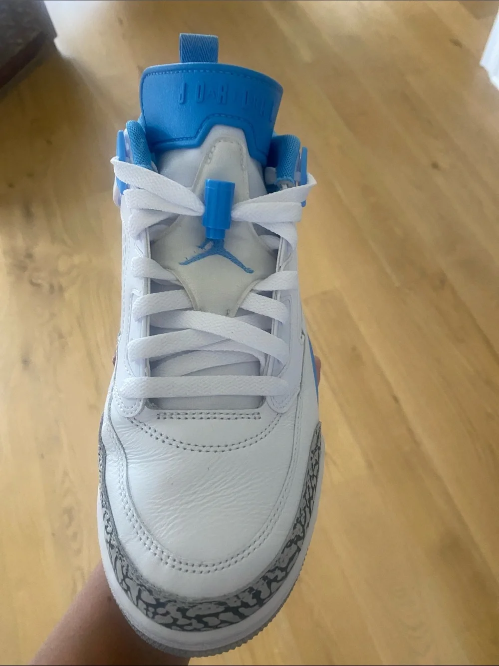 Jordan Spizike Low in White and University Blue